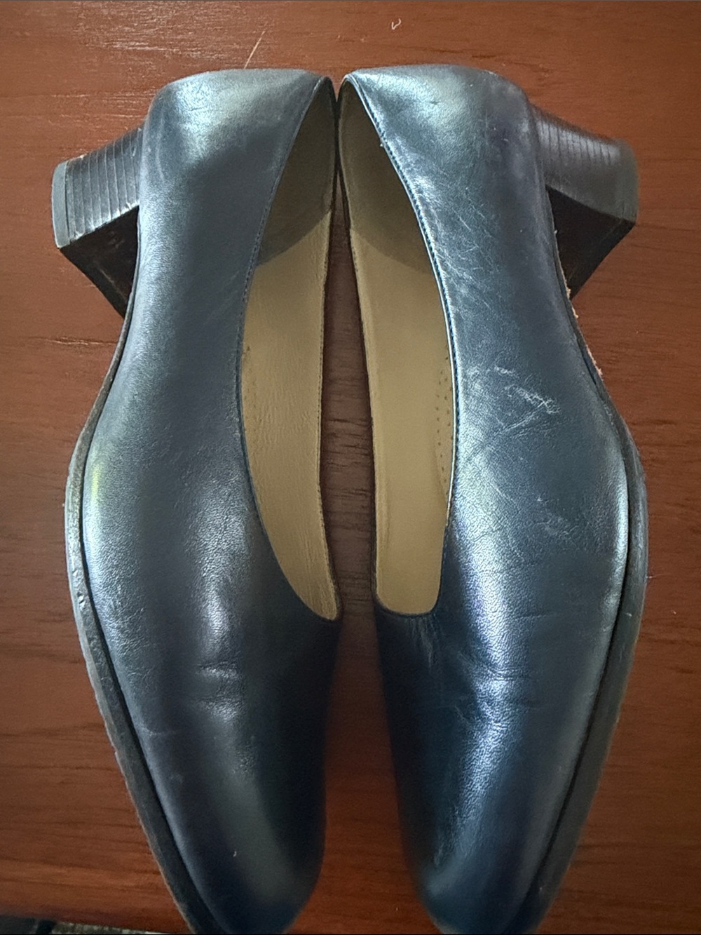 Lands End Women's Navy Leather Slip-On Flats - Picture 6 of 7